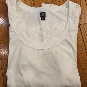 Wild Fable Ribbed White Scoop neck Top
